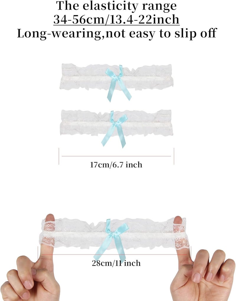 OhYeah! Lace Wedding Garters for Bride Bridal Garter Set Elastic Leg Garters for Thigh with Bow Party Prom Bridal Lingerie - Image 5